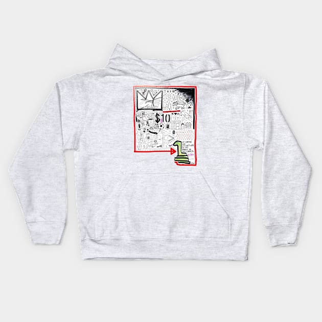 Mijumi Full Page Doodle 2 Black Kids Hoodie by Mijumi Doodles